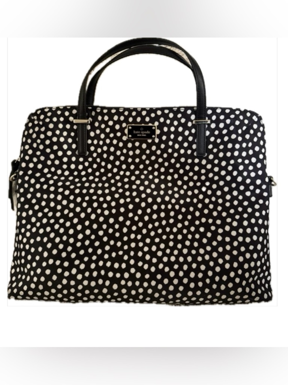 Kate Spade Black and White Polka Dot Nylon Laptop Bag with Detachable Strap - Picture 2 of 15